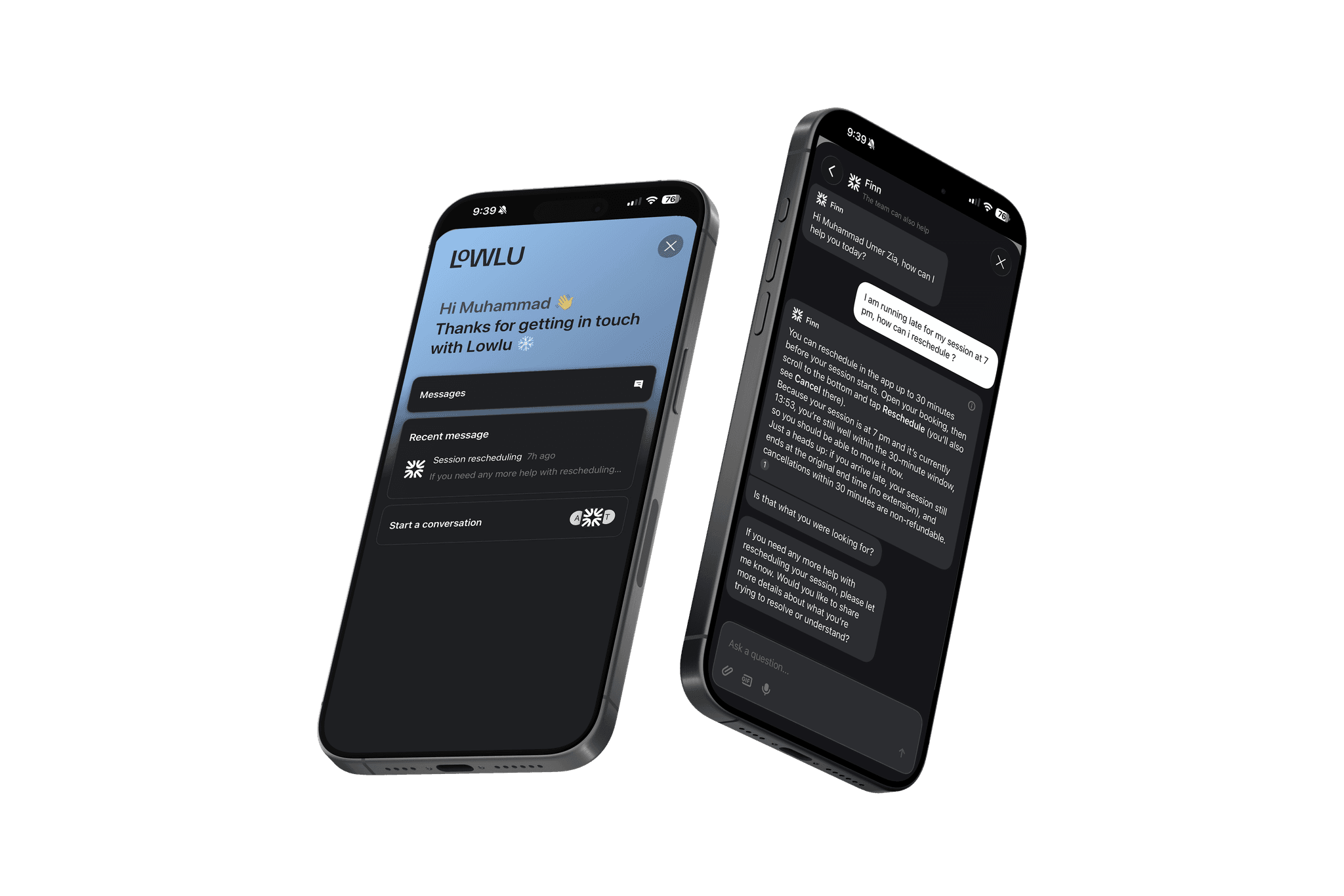 Finn customer service agent on mobile